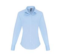 (16 UK, Pale Blue) Premier Womens/Ladies Poplin Stretch Long-Sleeved Shirt