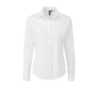 Premier Womens/Ladies Poplin Stretch Long-Sleeved Shirt (White) - Size 14 UK