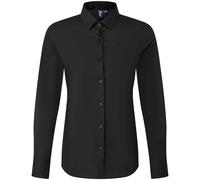 Premier Womens/Ladies Recyclight Poplin Long-Sleeved Formal Shirt (Black) - Size X-Small