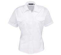 Premier Workwear Pilot Shirt - Ladies Short Sleeve Plain White Size 24