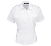 Premier Womens/Ladies Short-Sleeved Pilot Shirt (White) - Size 14 UK