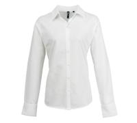 (20, White) Premier Womens/Ladies Signature Oxford Long Sleeve Work Shirt