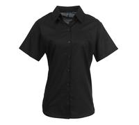 (16, Black) Premier Womens/Ladies Signature Oxford Short Sleeve Work Shirt