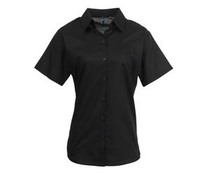 Premier Womens/Ladies Signature Oxford Short Sleeve Work Shirt (10) (Black)