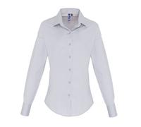 Premier Womens/Ladies Stretch Fit Poplin Long Sleeve Blouse (Silver) - Size 3XL