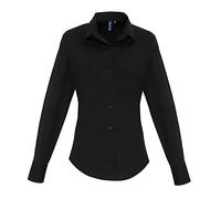 Premier Women's Stretch Fit Cotton Poplin Long Sleeve Blouse Black XL