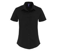 Premier Womens/Ladies Stretch Short-Sleeved Formal Shirt (Black) - Size 2XL