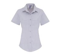 Premier Womens/Ladies Stretch Short-Sleeved Formal Shirt (Silver) - Size X-Large