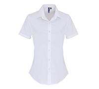Premier Women's Stretch Short-Sleeved Formal Shirt in White | Size: 2XL Premier White 2XL