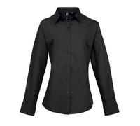 Premier Womens/Ladies Supreme Heavy Poplin Long Sleeve Work Shirt (12) (Black)