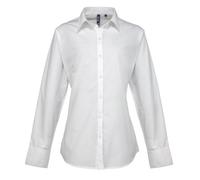 Premier Womens/Ladies Supreme Heavy Poplin Long Sleeve Work Shirt (18) (White)