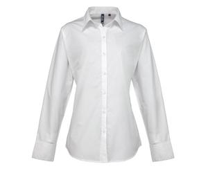 Premier Womens/Ladies Supreme Heavy Poplin Long Sleeve Work Shirt (18) (White)