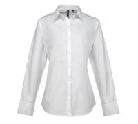 Premier Womens/Ladies Supreme Heavy Poplin Long Sleeve Work Shirt (White) - Size 20 UK