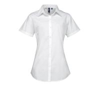 Premier Womens/Ladies Supreme Heavy Poplin Short Sleeve Work Shirt (12) (White)