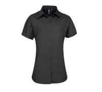 Premier Womens/Ladies Supreme Heavy Poplin Short Sleeve Work Shirt (16) (Black)