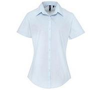 Premier Womens/Ladies Supreme Heavy Poplin Short Sleeve Work Shirt (18) (Light Blue)