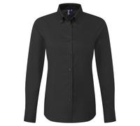 Premier Womens/Ladies Supreme Oxford Long-Sleeved Shirt (Black) - Size X-Small