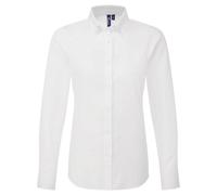 (XXS, White) Premier Womens/Ladies Supreme Oxford Long-Sleeved Shirt