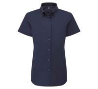 (M, Navy) Premier Womens/Ladies Supreme Oxford Short-Sleeved Formal Shirt