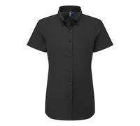 Premier Womens/Ladies Supreme Oxford Short-Sleeved Formal Shirt (Black) - Size 2XS