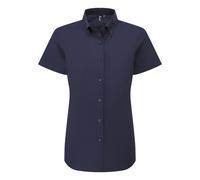 Premier Womens/Ladies Supreme Oxford Short-Sleeved Formal Shirt (Navy) - Size 3XL