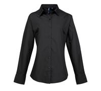 (24 UK, Black) Premier Womens/Ladies Supreme Poplin Long-Sleeved Formal Shirt