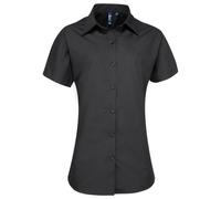 Premier Womens/Ladies Supreme Poplin Short-Sleeved Shirt (Black) - Size 24 UK
