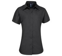 (8 UK, Black) Premier Womens/Ladies Supreme Poplin Short-Sleeved Shirt