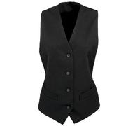 Premier Womens Lined Polyester Waistcoat / Bar Wear / Catering (Pack of 2) - Black - Black - XS