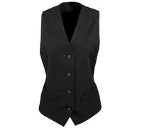 Premier Womens Lined Polyester Waistcoat / Bar Wear / Catering (Pack of 2) - Black - Black - XS