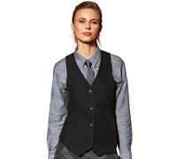 Premier Women's Lined Polyester Waistcoat Bar Wear Catering Pack of 2 in Black | Size: 2XL Premier Black 2XL