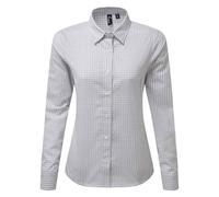Premier Women's Maxton Checked Long-Sleeved Shirt in Silver | Size: 2XL Premier Silver 2XL