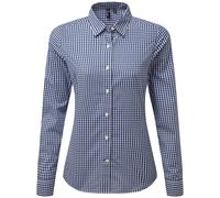 Premier Women's Maxton Gingham Long-Sleeved Shirt in Navy | Size: XS Premier Navy XS