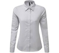 Premier Women's Maxton Gingham Long-Sleeved Shirt in Silver | Size: 2XL Premier Silver 2XL