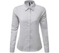 Premier Women's Maxton Gingham Long-Sleeved Shirt in Silver | Size: Small Premier Silver S