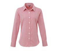Premier Women's Microcheck (Gingham) Long Sleeve Cotton Shirt