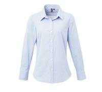 Premier Women's Microcheck (Gingham) Long Sleeve Cotton Shirt