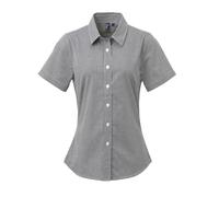 Premier Women's Microcheck Gingham Short Sleeve Cotton Plain Shirt (PR321)