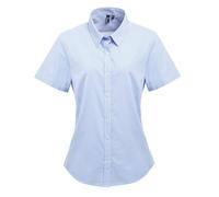 Premier Women's Microcheck Gingham Short Sleeve Cotton Plain Shirt (PR321)