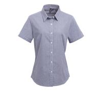 Premier Women's Microcheck Gingham Short Sleeve Cotton Plain Shirt (PR321)