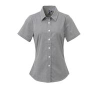 Premier Women's Microcheck (Gingham) short sleeve cotton shirt - Womens