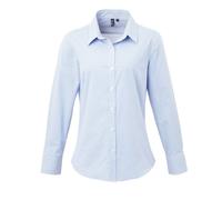 Premier Women's Microcheck Long Sleeve Shirt in Light Blue | Size: 2XL Premier Light Blue 2XL