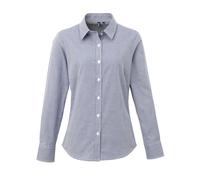 Premier Women's Microcheck Long Sleeve Shirt in Navy | Size: Large Premier Navy L