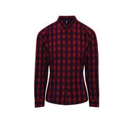 Premier Women's Mulligan Check Cotton Long Sleeve Shirt with Roll-up Sleeves