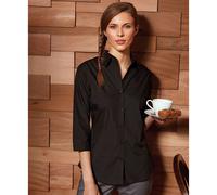 Premier Women's Poplin 3 4 Sleeve Blouse in Black | Size: 22 Premier Black 22