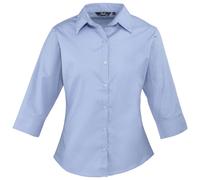 Premier Women's Poplin 3 4 Sleeve Blouse in Mid Blue | Size: 24 Premier Mid Blue 24