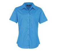 Premier Womens Poplin Blouse Short Sleeve Formal Easy Care Shirt Staff Work Wear