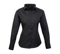 Premier Women's Poplin Long Sleeve Blouse - Black