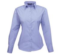 Premier Womens/Ladies Poplin Long Sleeve Blouse / Plain Work Shirt (8) (Mid blue)