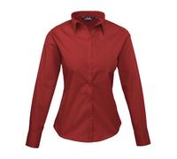 Premier Women's Poplin Long Sleeve Blouse Casual Staff Office Plain PR300